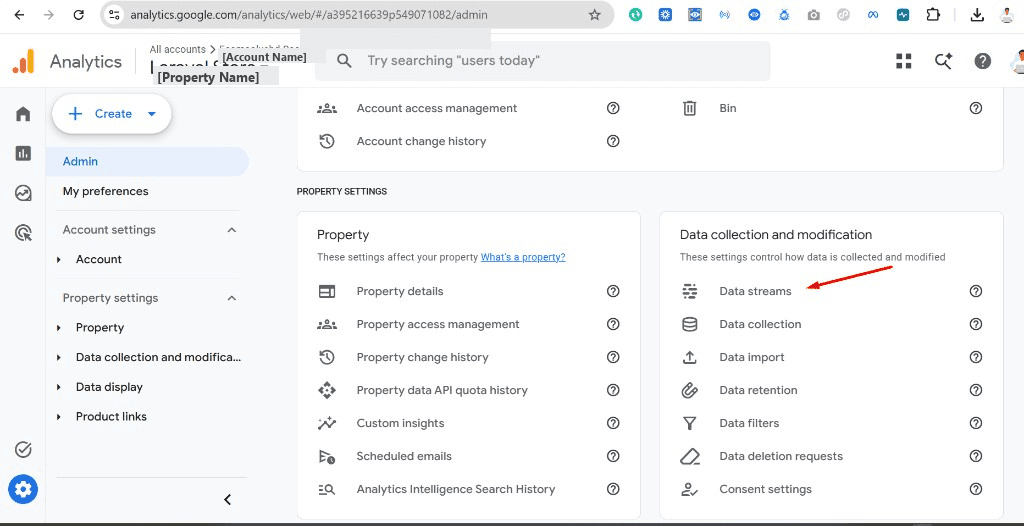 Data streams মেনু — উদাহরণ স্ক্রিন